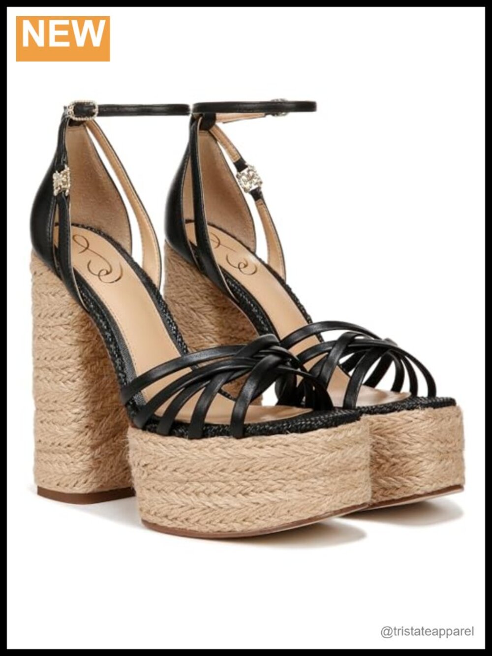 Platform Heeled Sandals Ankle Strap Buckle Leather